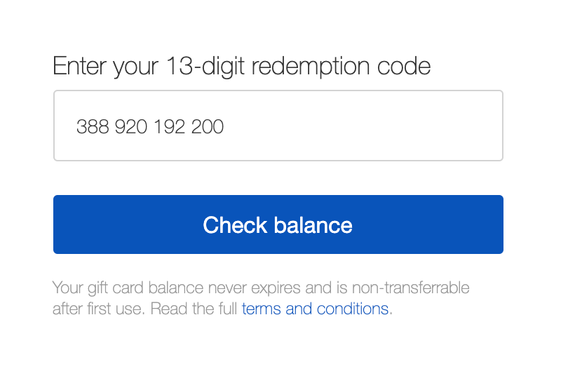 eBay gift card balance