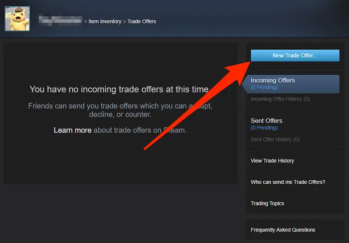 Click on the “New Trade Offer” button.
