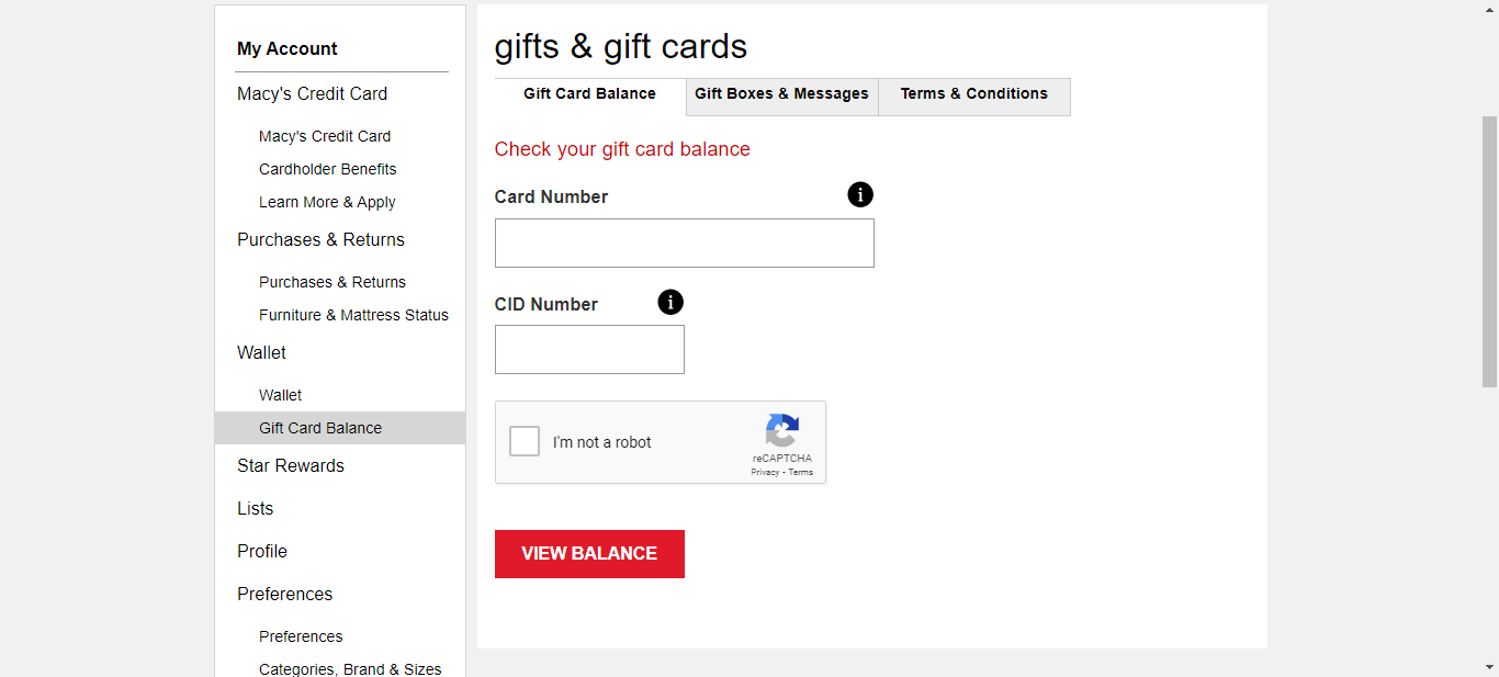 Check Macy's gift card balance