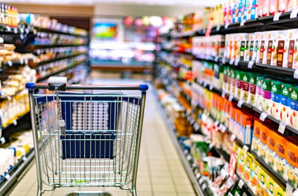 A shopping cart in the supermarket