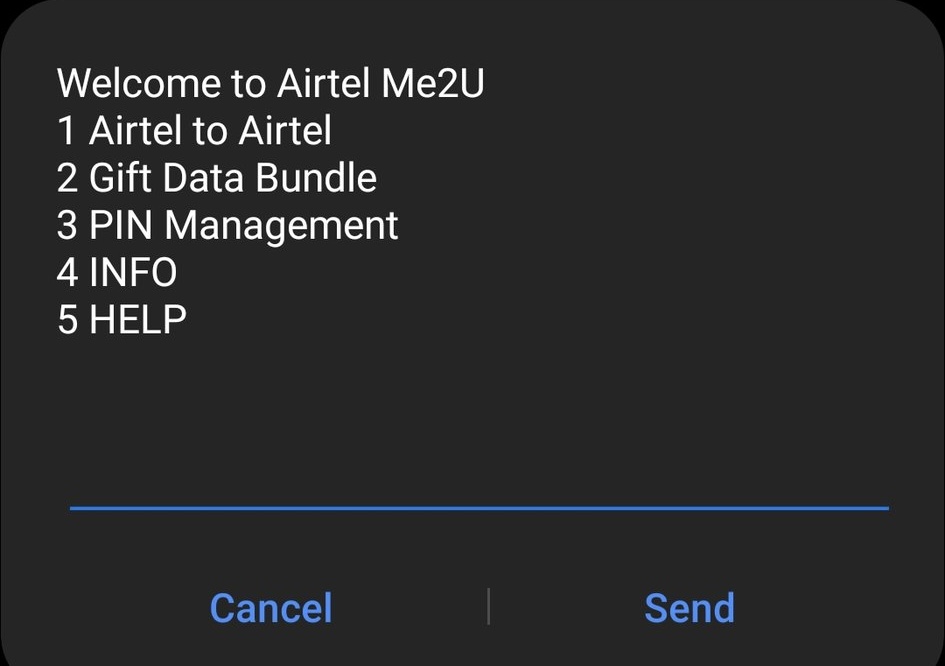 Transfer Airtel airtime via USSD